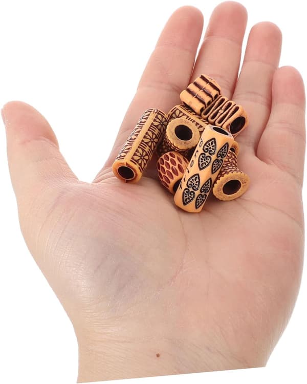 65 stk. store treperler med hull for hårfletter, dreadlocks, hårextensions-tilbehør
