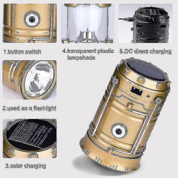 Multifunktionel Udendørs Campinglys Genopladelig Bærbar Solcelle Campinglampe Blue