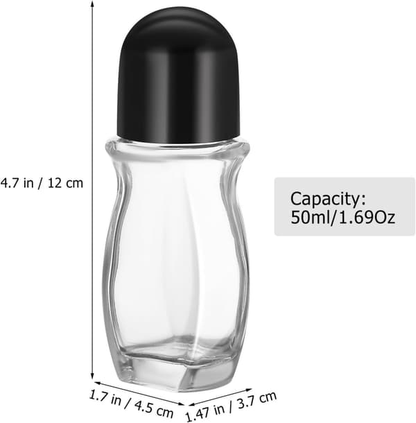 Glasflaskor med rullkula 2 st 50 ml påfyllningsbara resebehållare för parfym och eteriska oljor