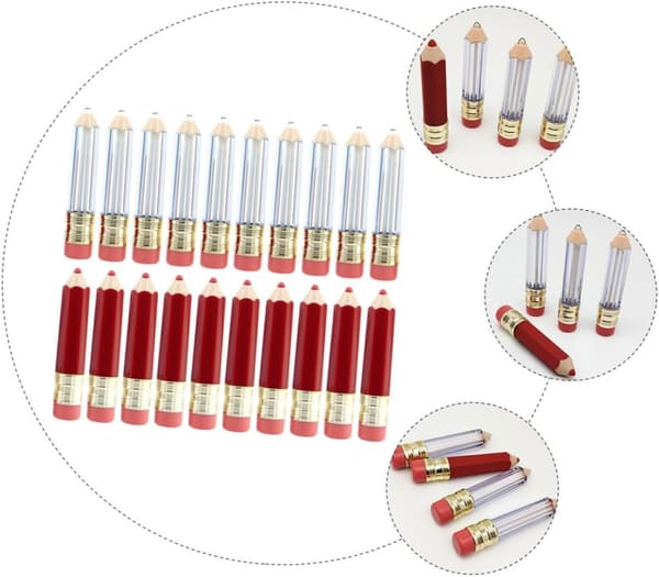 20 stk. Mini blyantformede lipgloss-tuber, påfyllbare og røde lipglossbeholdere for DIY leppestift, sminke, reise