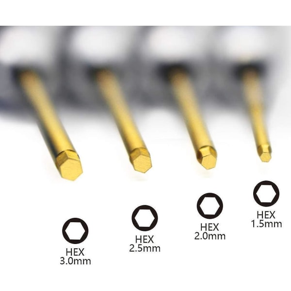 4 kpl 1,5 mm 2,0 mm 2,5 mm 3,0 mm set titaaninen kuusikulmainen ruuvimeisseli