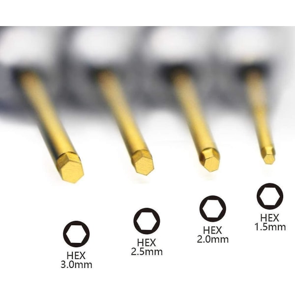 4 st 1,5 mm 2,0 mm 2,5 mm 3,0 mm sexkantsskruvmejsel set Titan sexkantsskruvmejsel