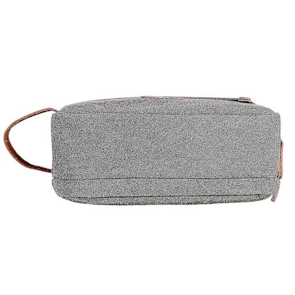 Mænds Rejsetoilettaske Med Dobbelt Rum Canvas Læder Kosmetik Makeup Organizer Barber Dopp Kits - Grå