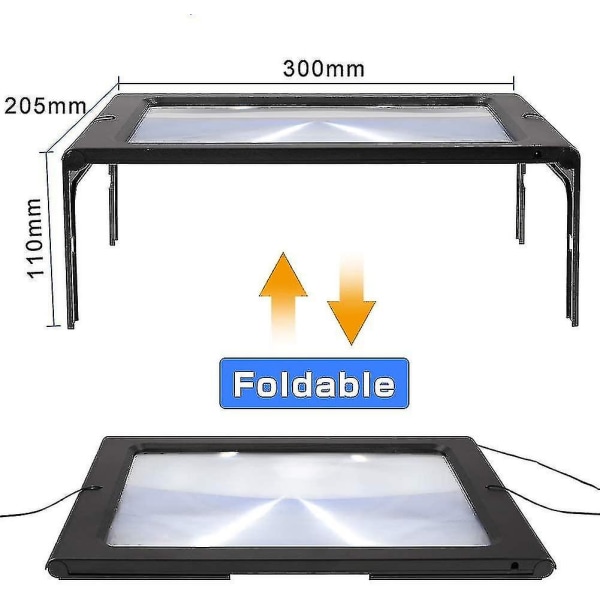 Læseforstørrelsesglas med LED-lys, 12 LED-lys forstørrelsesglas med lys læsehjælp