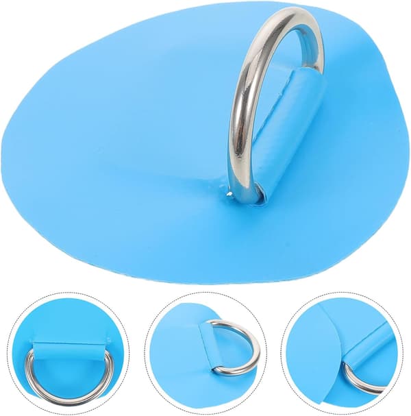 6 stk blå PVC padlebrett D-ringer med 6,5 cm D-ringlapper i rustfritt stål