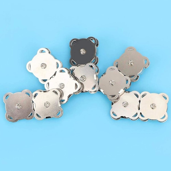 Metallmagnet Spänne Magnet Väska Spänne Snabbkopplingar Knappar DIY Kläder Väska Tillbehör (18,5 mm Ljus Handsydd Magnetisk Knapp) silver 10 st