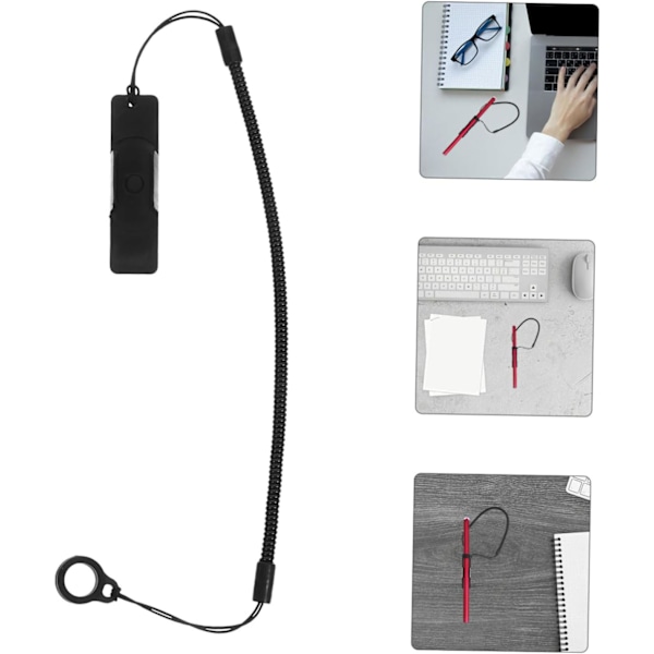 2 stk. Svarte Elastiske Sikringssnorer for Touchpenner med Uttrekkbar Spiral Anti-miste Nettbrett Pennestropper