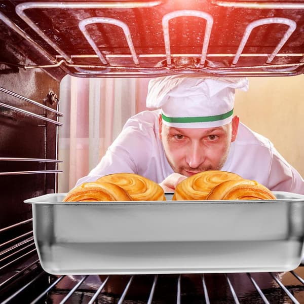 Serveringsbrett i rustfritt stål, stekepanne, rektangulær, elegant metall, ikke lett å deformere