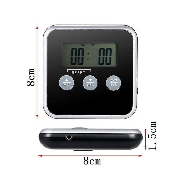 Digital Display C/f Madtermometer Sonde Timer Måler Magnet