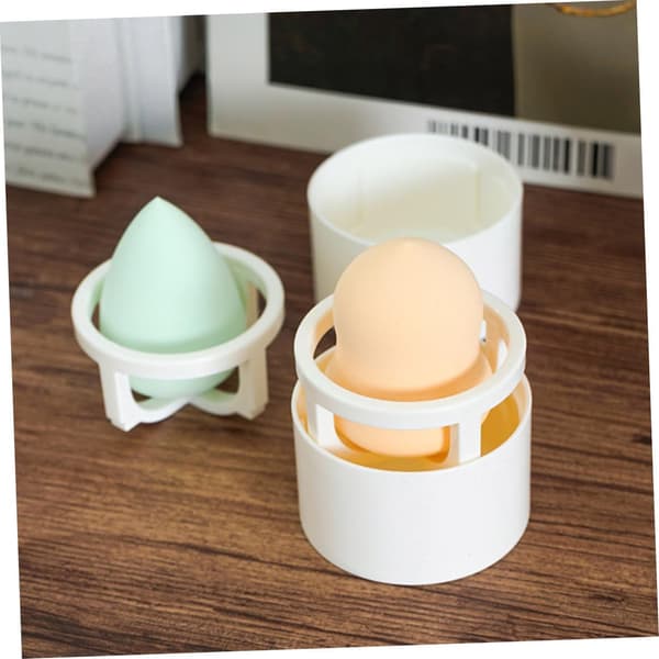 Makeup Svampeholder til Nem Tørring Materiale Ventileret Design Hvid Pudderkvaststativ til Skønhedsværktøjer