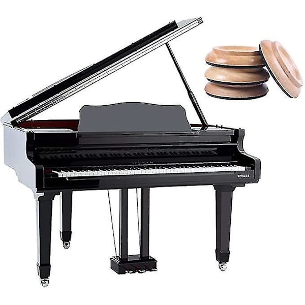 4-pack Pianohjulskålar i Massivt Trä Stötskyddade