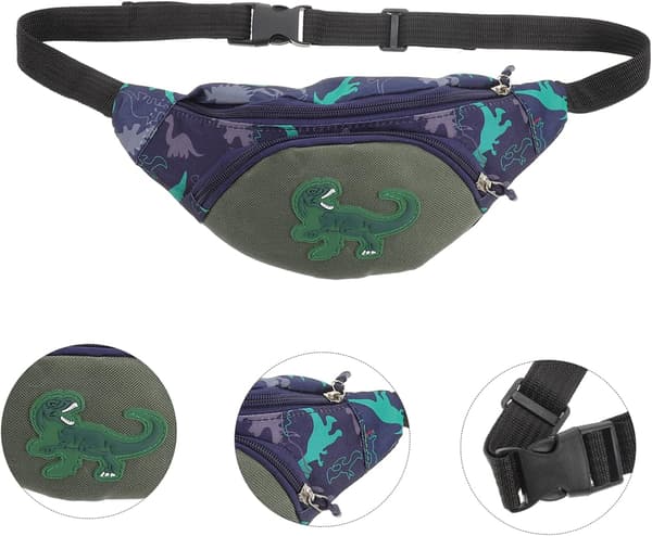 Dinosaur-midjeväska för barn Lätt midjeväska i canvas med justerbart bälte Multifunktionell design