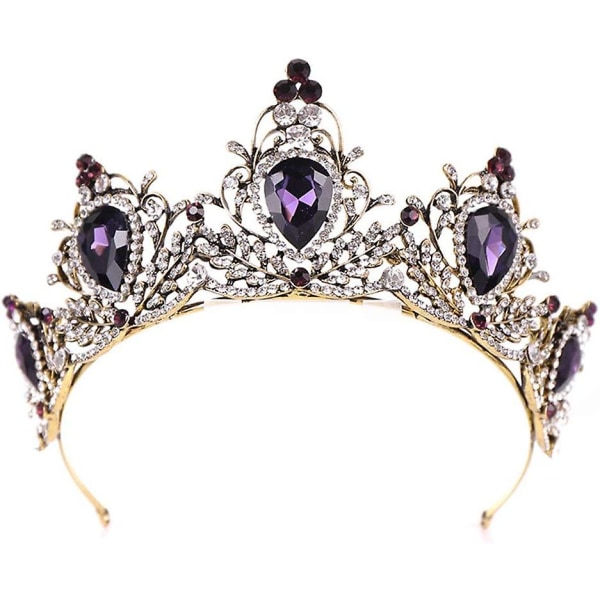 Luxury Purple Crystal Crown Baroque Crown Rhinestone Tiara And Crown Bridal Crown