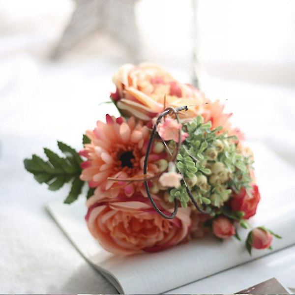 2 Väriä Tekokukka Ruusu Gerbera Kukkakimppu Hääkimppu