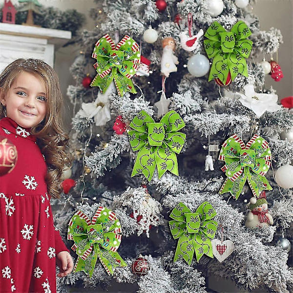 Grinchs Julband - 4,5m 2,5 tum Julgåva Grinchs Inslagningsband, Dekorationer För Julgran Krans Bågar D