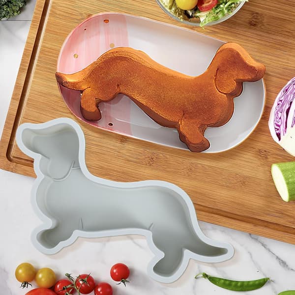 2 stk. hundformede silikonebageforme Non-Stick fin teksturform til småkage- og fondantbagning