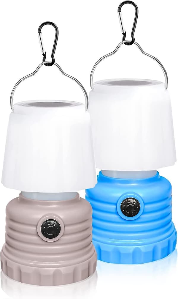 2 stk LED bærbare nattlys, 2 lysmoduser, batteridrevet, arbeidslys, leselys, teltlys for camping