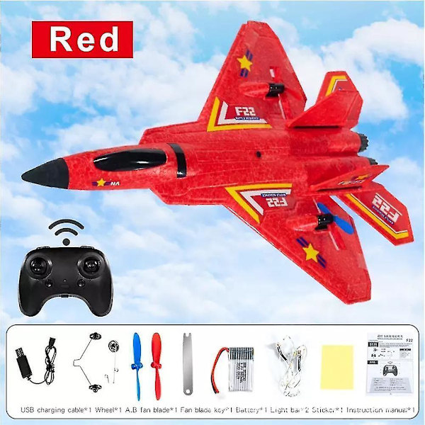 F22 2.4g Fjärrkontroll Rc Plan 3-axlig Gyro 2ch Jetflygplan Fighter Rtf Red