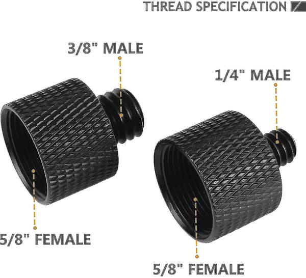 Mikrotrådsskrueadapter 5/8 til 1/4 Adapter og 5/8 til 3/8 Adapter