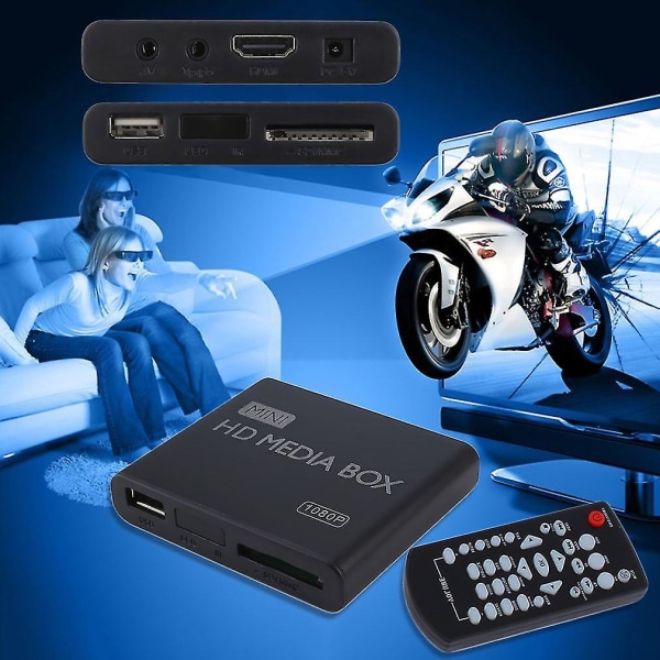 Mini Full 1080p HD Media Player Box HDMI AV USB-fjernkontroll