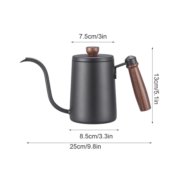 Håndbrygget kaffekanne i rustfritt stål, 600 ml