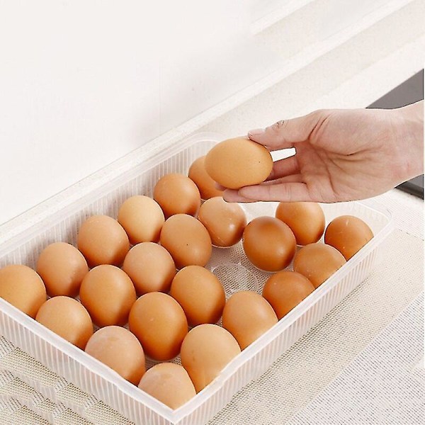 Kjøleskap Egg Oppbevaringsboks 24 Egg Holder Organizer