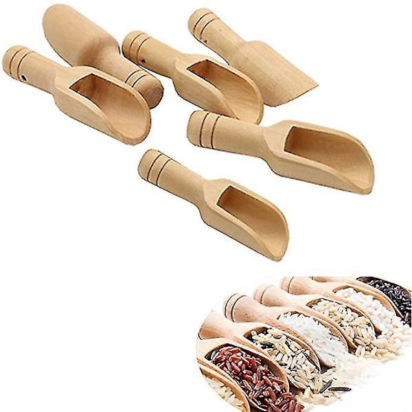 6 Mini Träskedar, Badsaltssked, Liten Träsked, Tesked