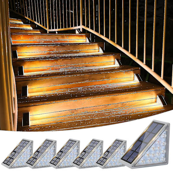 Solcellsbelysning för trappor, 2-pack, Vattentäta Solcellslampor för Utomhus, LED-Trappbelysning för Trädgård, Bakgård, Trappor, Entré