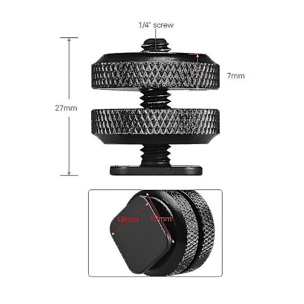 Kamera-Hotsko Mount Tripod Skruvadapter Blixtfäste för Kamerarigg (2 stycken, svart)