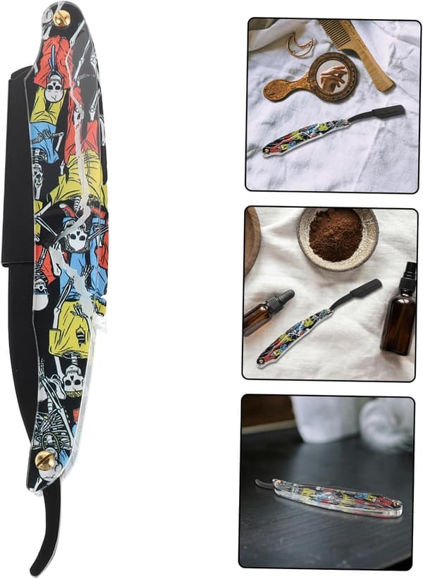 Barberknivsett med utskiftbart blad i rustfritt stål, klassisk manuell skjegg