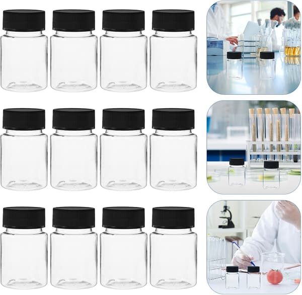 12 st 50 ml PET-provflaskor med skruvkorkar, påfyllningsbar design med bred öppning