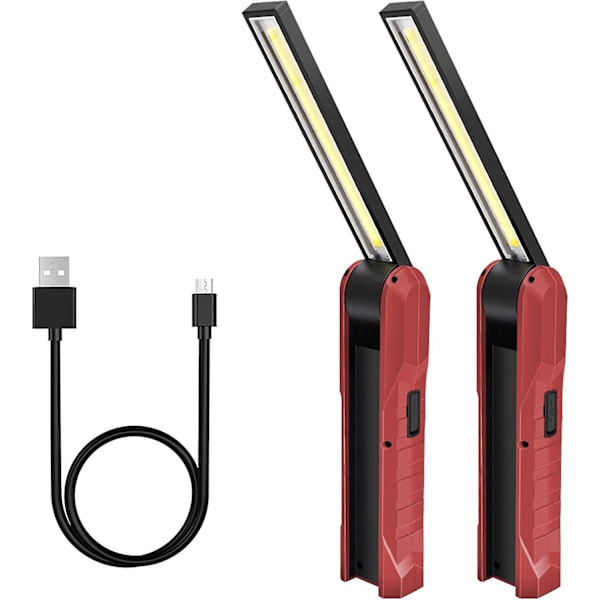 2 Genopladelige LED Arbejdslys, 5 Tilstande Foldbar Mekanisk Lygte Arbejdslys Red