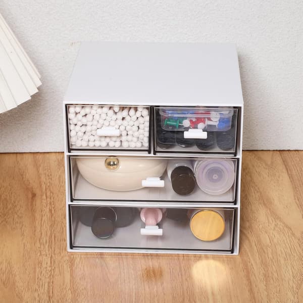 Skrivbordslåda Organizer Box Ivory White 4-facks förvaringsbehållare