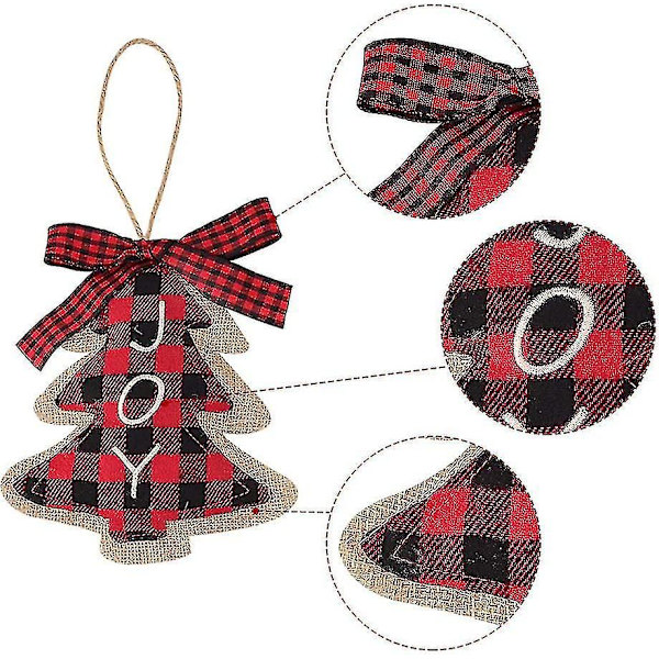 Julgranspynt 8 st Buffalo Check Rutiga Burlap