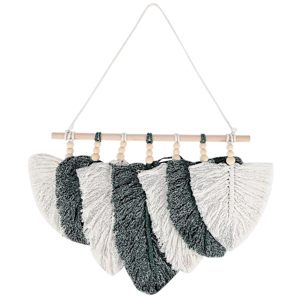 Studiokläder Hemfotografering Rekvisita Gåva Boho Dekoration Macrame Blad Fjäder Väggväv Huvud