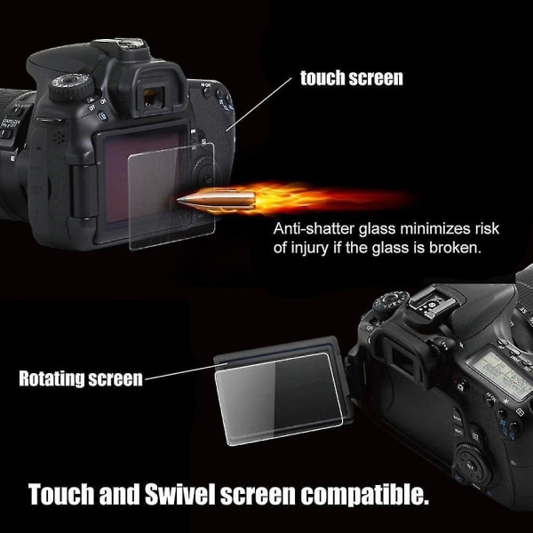 Icke-klibbig LCD-skärm 8H härdat glas för Canon