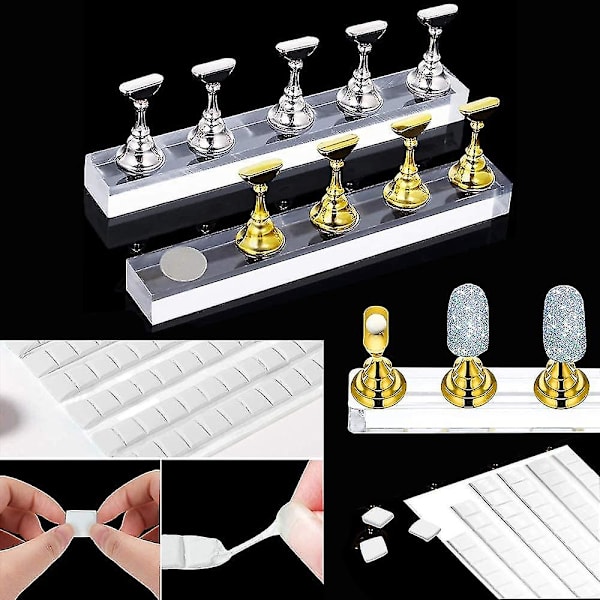 2 Sæt Manicure Neglekunst Display Stativ, Negleøvelse Display Stativer, 90 Stykker