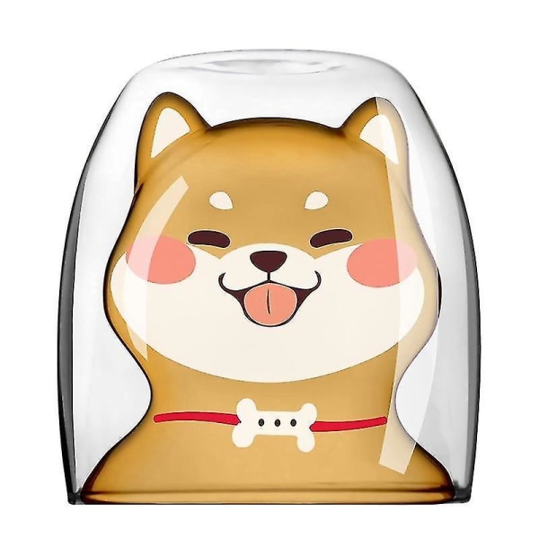 Ny Shiba Inu-kopp Värmebeständig Dubbelglaskopp