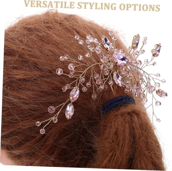 Hårkam Hodeplagg for Bryllup Rhinestone Sideklemme Krystall Brudepike Hår Glitrende Brudehodeplagg for Kvinner