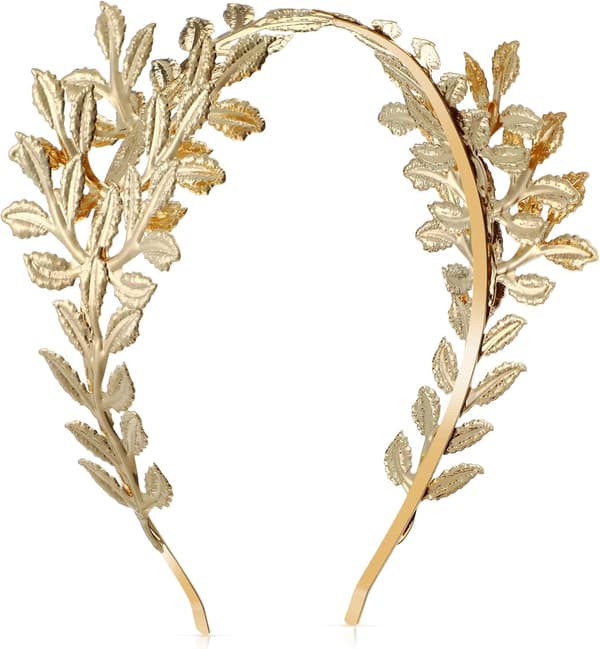 Bryllupshodebånd, gyllent brudehodeplagg olivenblad-hodebånd