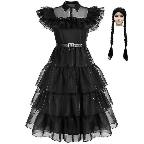 2023 Ny Cosdaddy Wednesday Addams Paryk Kostume til Piger 130 T1