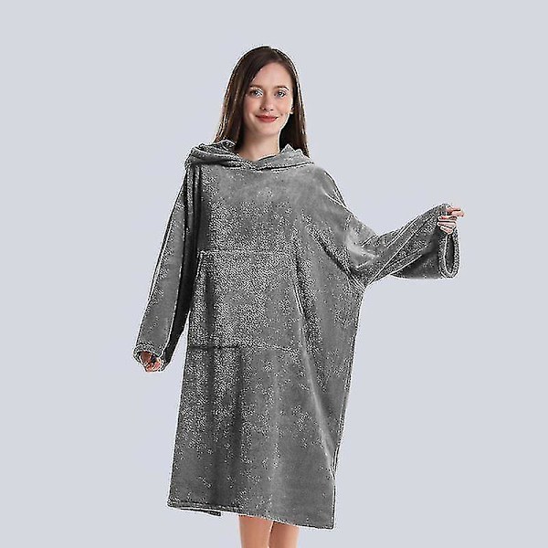 Surf Cape Omklädningsrock, Super Mjuk Badrock Omklädningshandduk Med Fickor Och Huva För Utomhus Inomhus gray