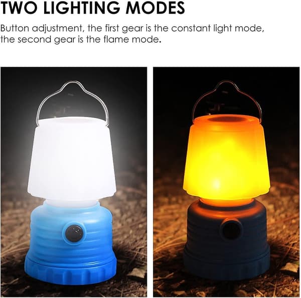 2 stk LED bærbare nattlys, 2 lysmoduser, batteridrevet, arbeidslys, leselys, teltlys for camping