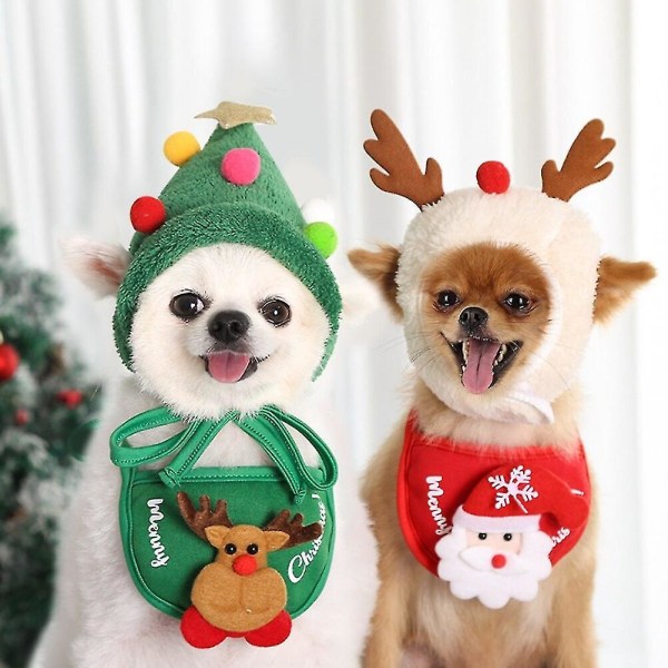 Hunde Jule Sjal Kasketter Bandana Bomuld Julemand Kostume