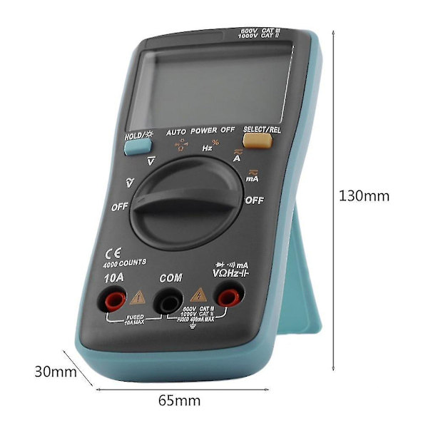 Stor skärm Bside Multimeter Bakgrundsbelyst Voltmeter