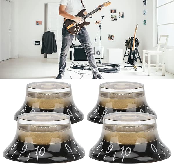 Topphatt-knappar Elektrisk Gitarr Volym Tonkontroll Potentiometer Svart Tonknappar Set