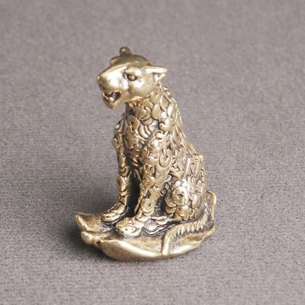 Dekorativ Leopardprydnad Retro Leopardprydnad Mässing Skrivbordsdekoration