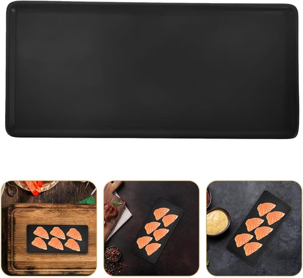 Rektangulær keramisk sushiserveringsfad med minimalistisk japansk design