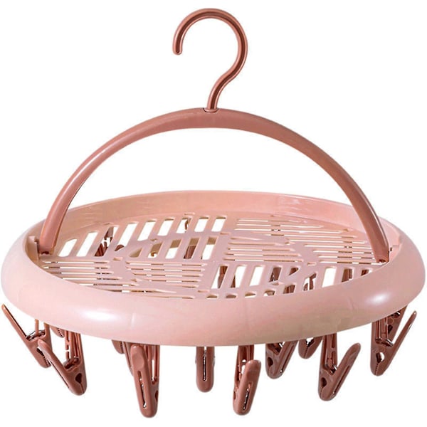 Multifunktionell Torkställ Multi-klämma Strumpor Balkong Vikbar Underkläder Multi-purpose Hushåll Multi-huvud Klädställ Pink