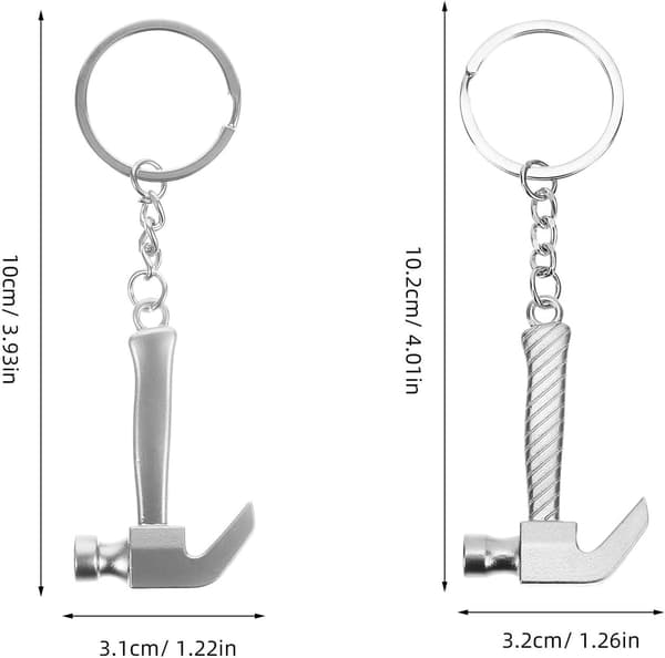 8 st Mini Hammare Nyckelring Metall Hammare Formad Nyckelring Berlock Hänge